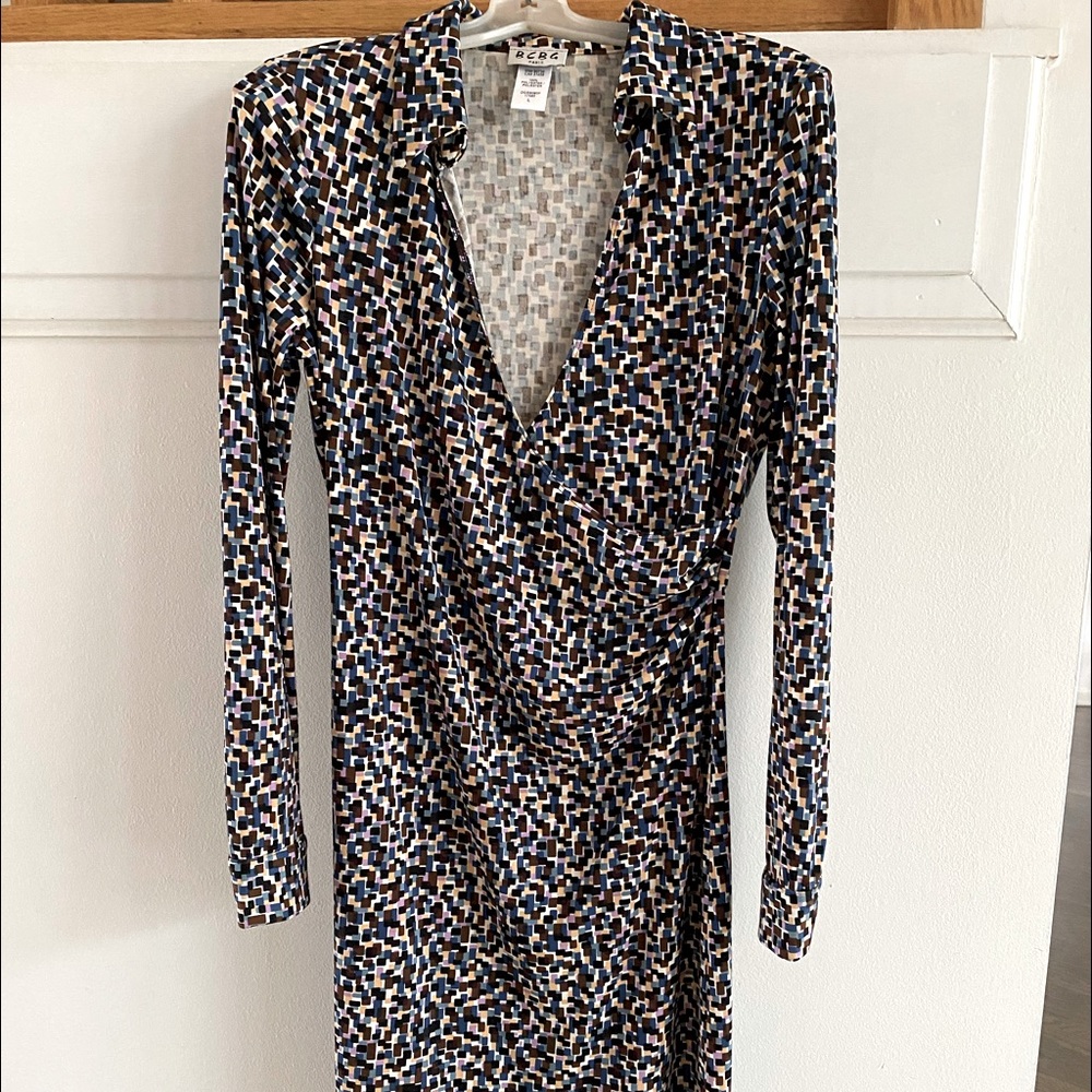 BCBG Faux-Wrap Dress Multicolor